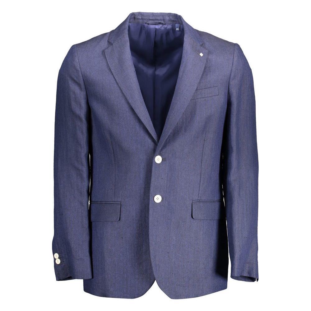 Gant Gant Blue Linen Men Jacket GA-37677-IT48 | M