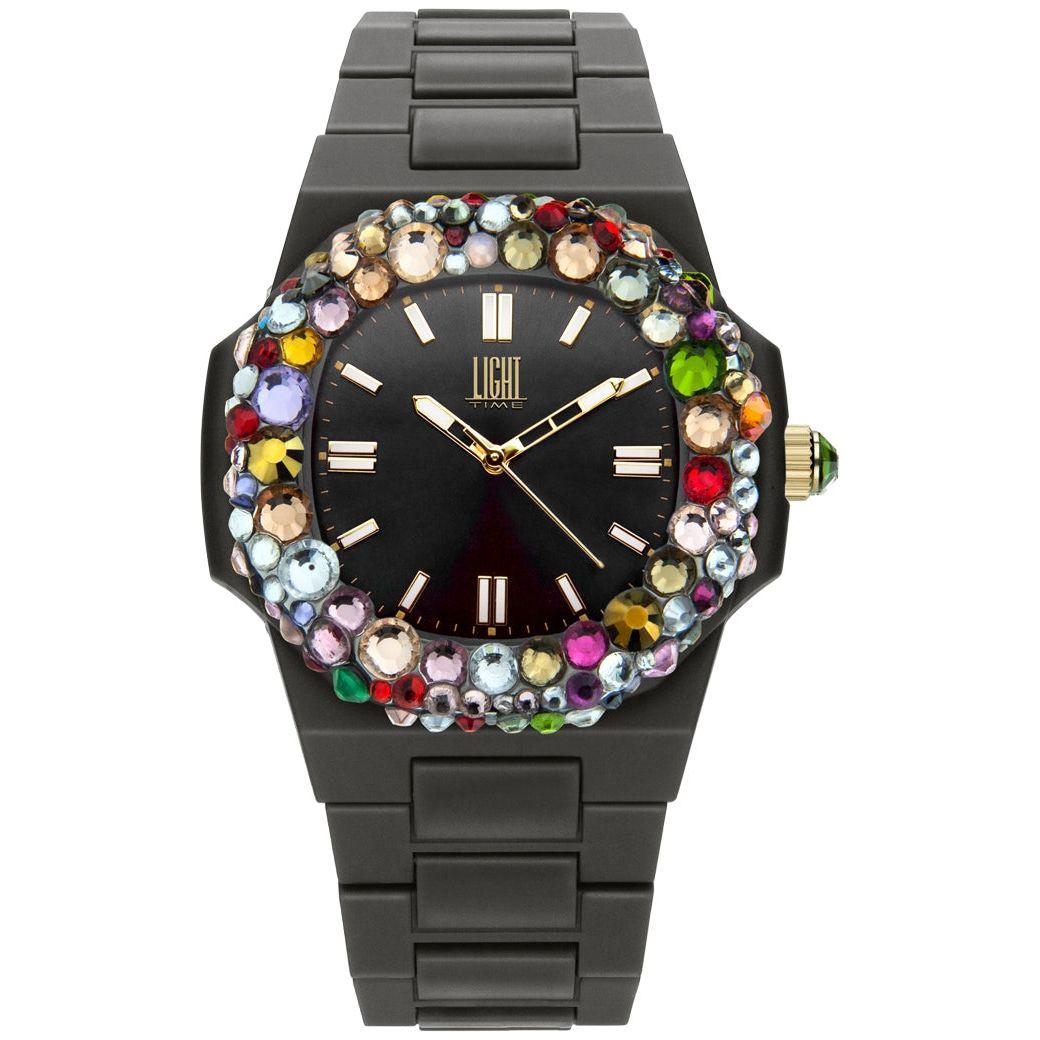 LIGHT TIME Mod. VELVET NAUTILUS - Black Rainbow Strass WATCHES