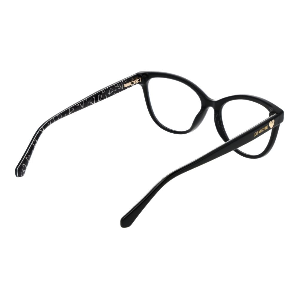Love Moschino Black Acetate Glasses (Frames) with full-rim cat eye design and spring hinge for women.