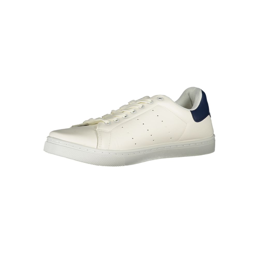Norway 1963 White Polyester Sneaker with laces, contrast details, logo print. Ideal sports footwear for style and comfort.