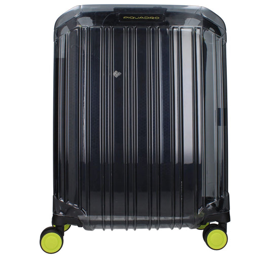 Piquadro Gray Polycarbonate Luggage And Travel trolley with TSA closure, USB output, vintage effect, front and back logo.
