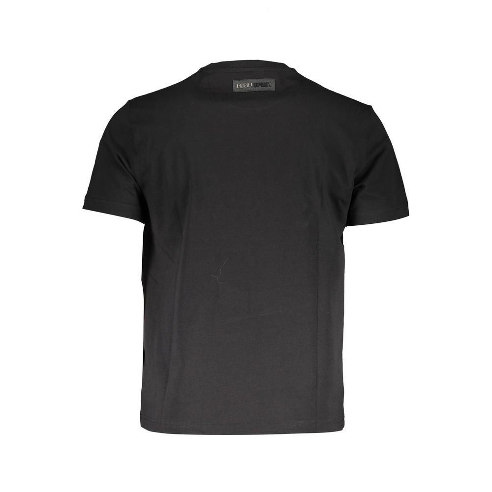 Plein Sport Black Cotton T-Shirt with short sleeves, crew neck, and logo print