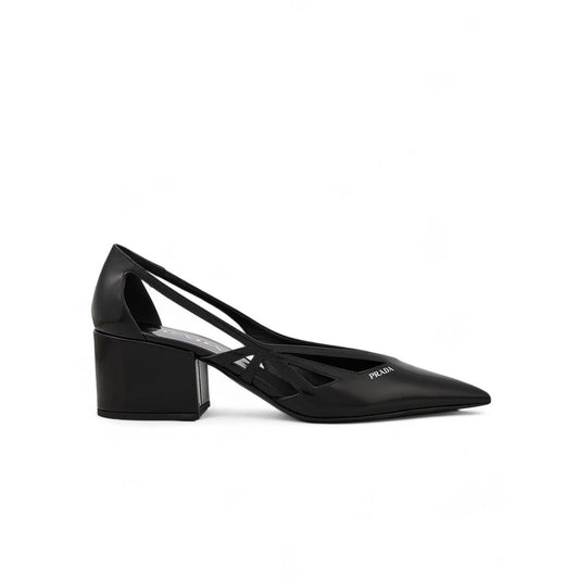 Prada Black Leather Cut-Out Pumps 55