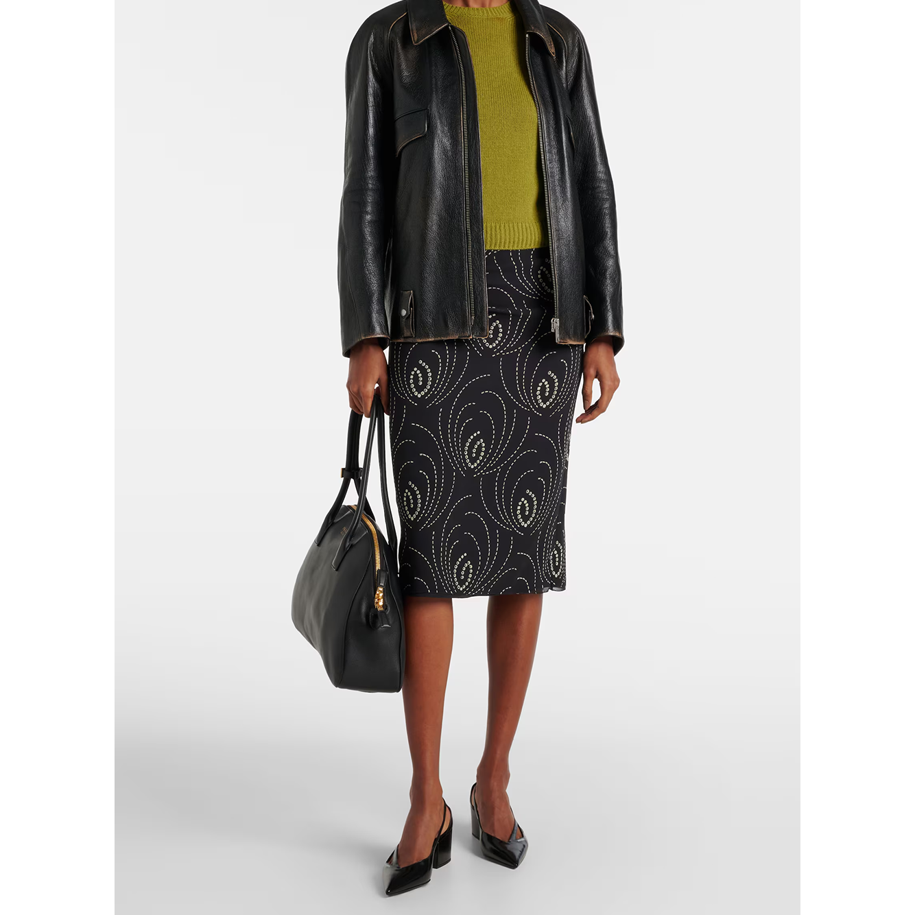 Prada Black Leather Cut-Out Pumps 55