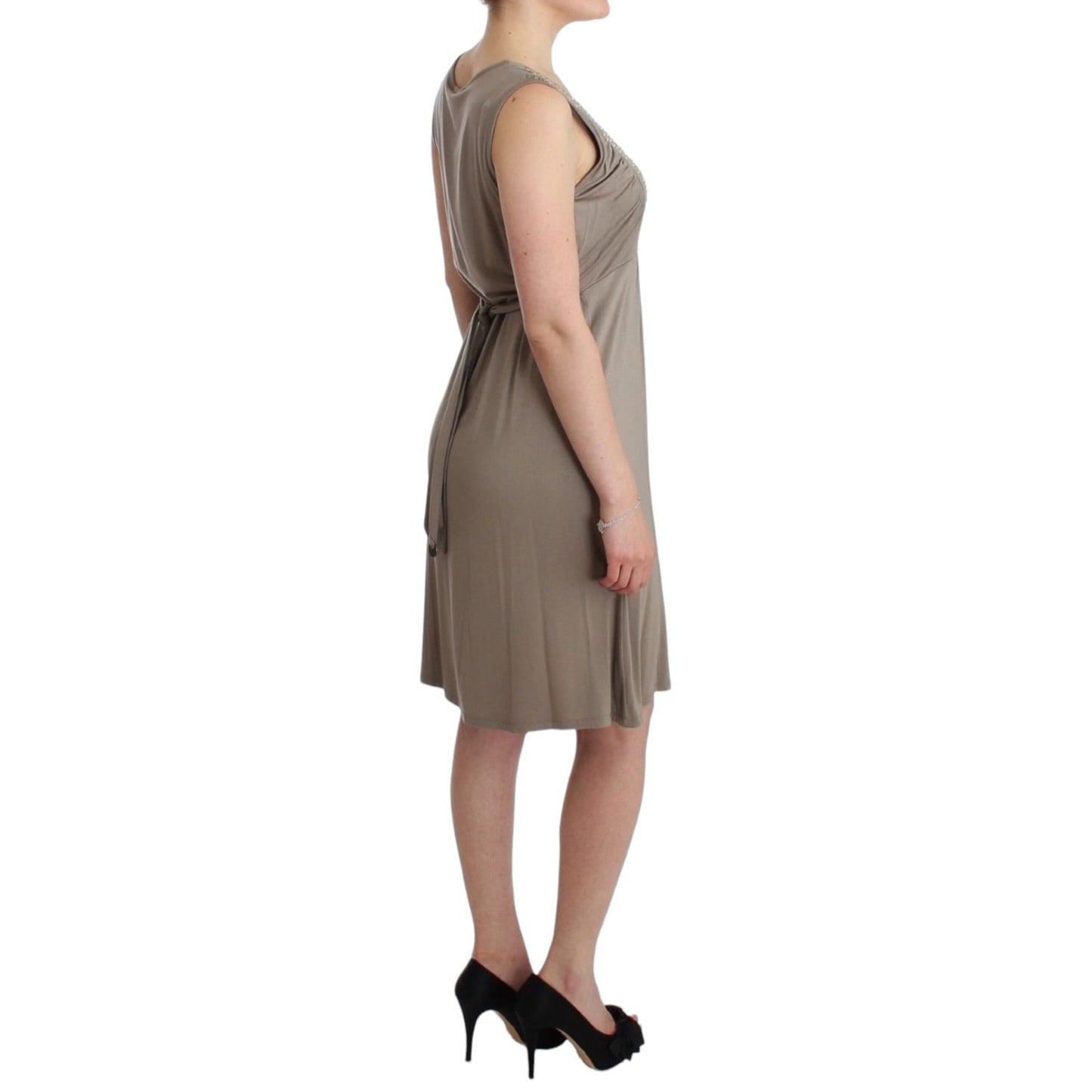 Roccobarocco Khaki studded sheath dress