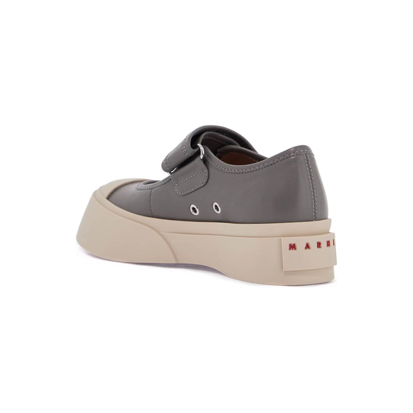 Marni gray calfskin low-top sneakers with hook-and-loop closure Sneakers Marni Rosy Brown