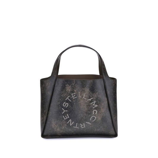 Stella McCartney Brown Calf Leather Bos Taurus Shoulder Bag with aged-effect finish and logo eyelets on front.