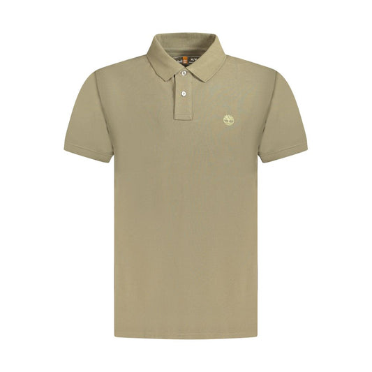 Timberland Brown Cotton Men Polo Shirt with two-button placket and logo embroidery.
