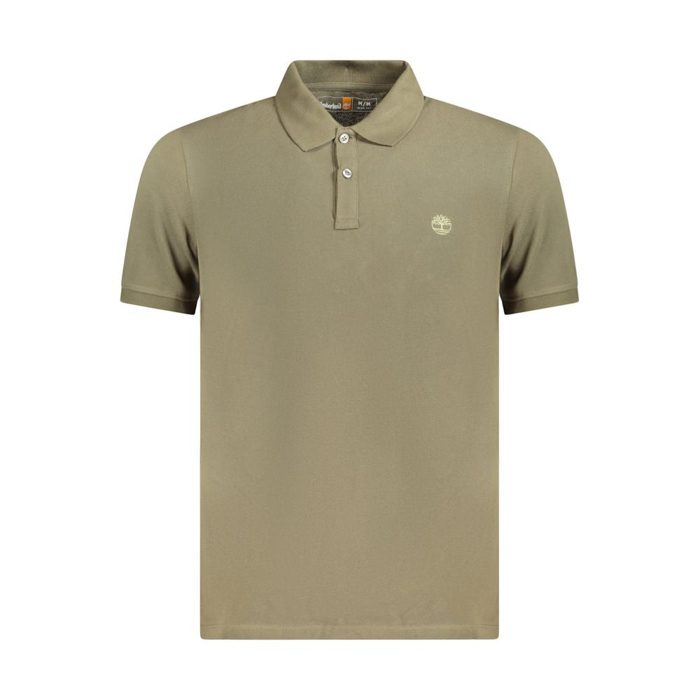 Timberland Green Cotton Polo Shirt, slim fit with short sleeves, 2 buttons, embroidery, logo.