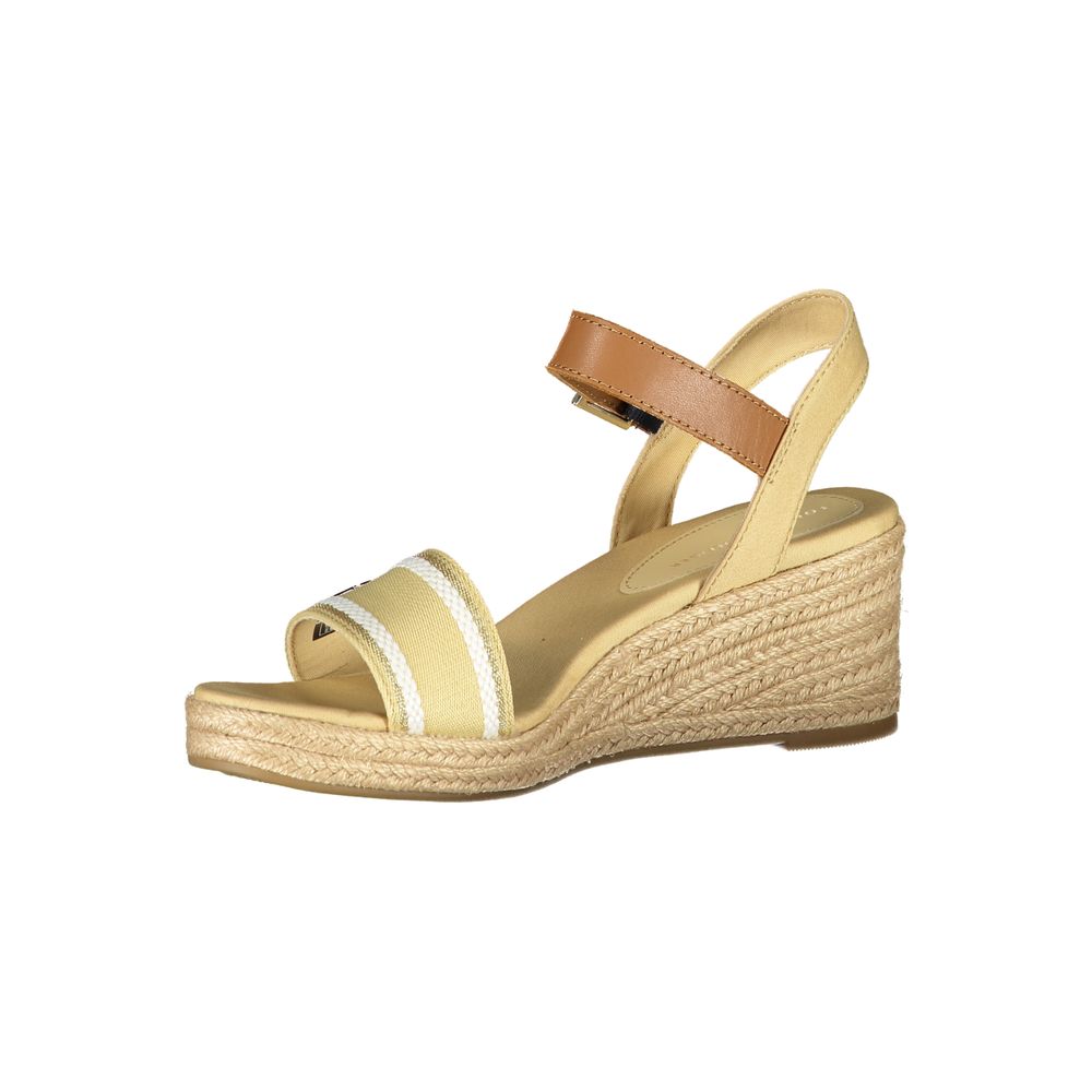 Tommy Hilfiger Beige Polyester Sandal with ankle buckle lacing, contrast details, and 7 cm heel.
