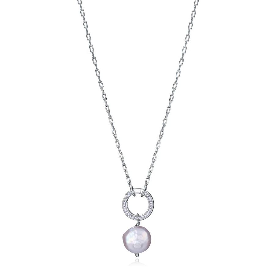 Silver necklace with pearl pendant, VICEROY JEWELS Mod. 13180C000-90, designed for ladies, featuring quartz analog movement and 5 ATM water resistance.