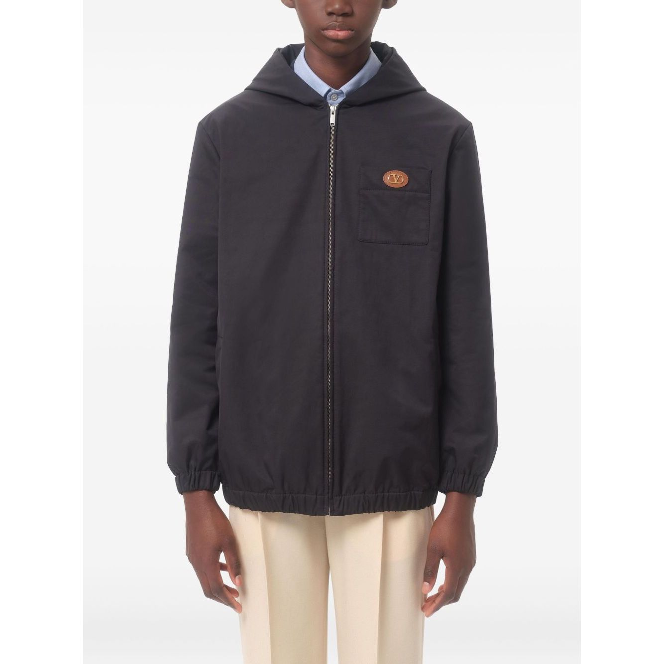 Valentino Nylon Hooded Jacket with VLogo Patch Jackets