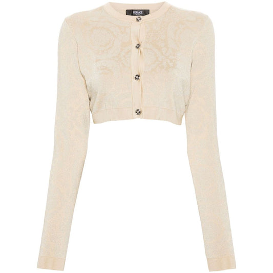 Versace Barocco lurex cropped cardigan Topwear