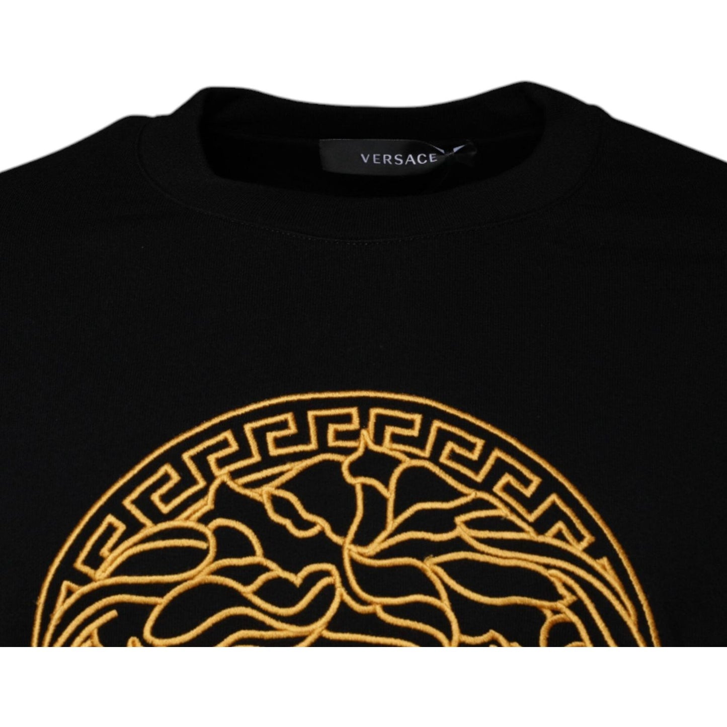 Versace Black Medusa Embroidery Crew Neck Pullover Sweater