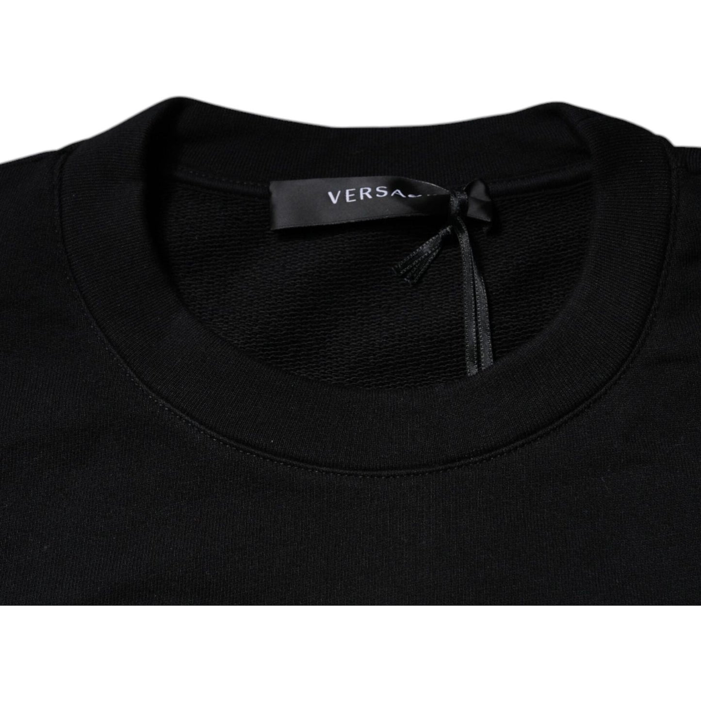 Versace Black Medusa Embroidery Crew Neck Pullover Sweater