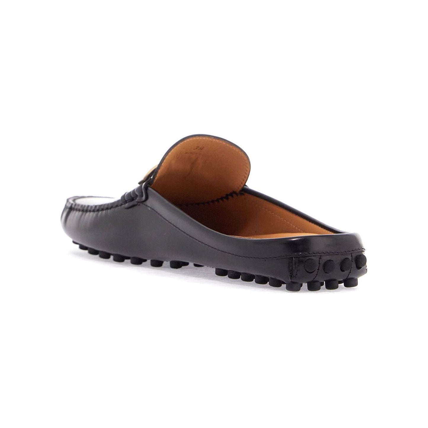 Tod'S black calfskin slip-on loafers with metallic strap and rubber sole Loafers Tod'S Dark Slate Gray