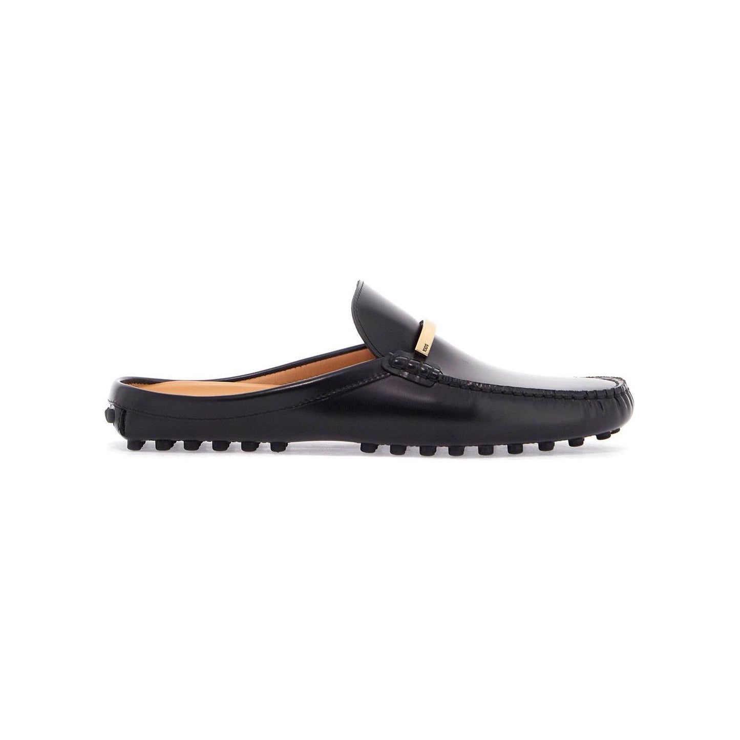Tod'S black calfskin slip-on loafers with metallic strap and rubber sole Loafers Tod'S Dark Slate Gray