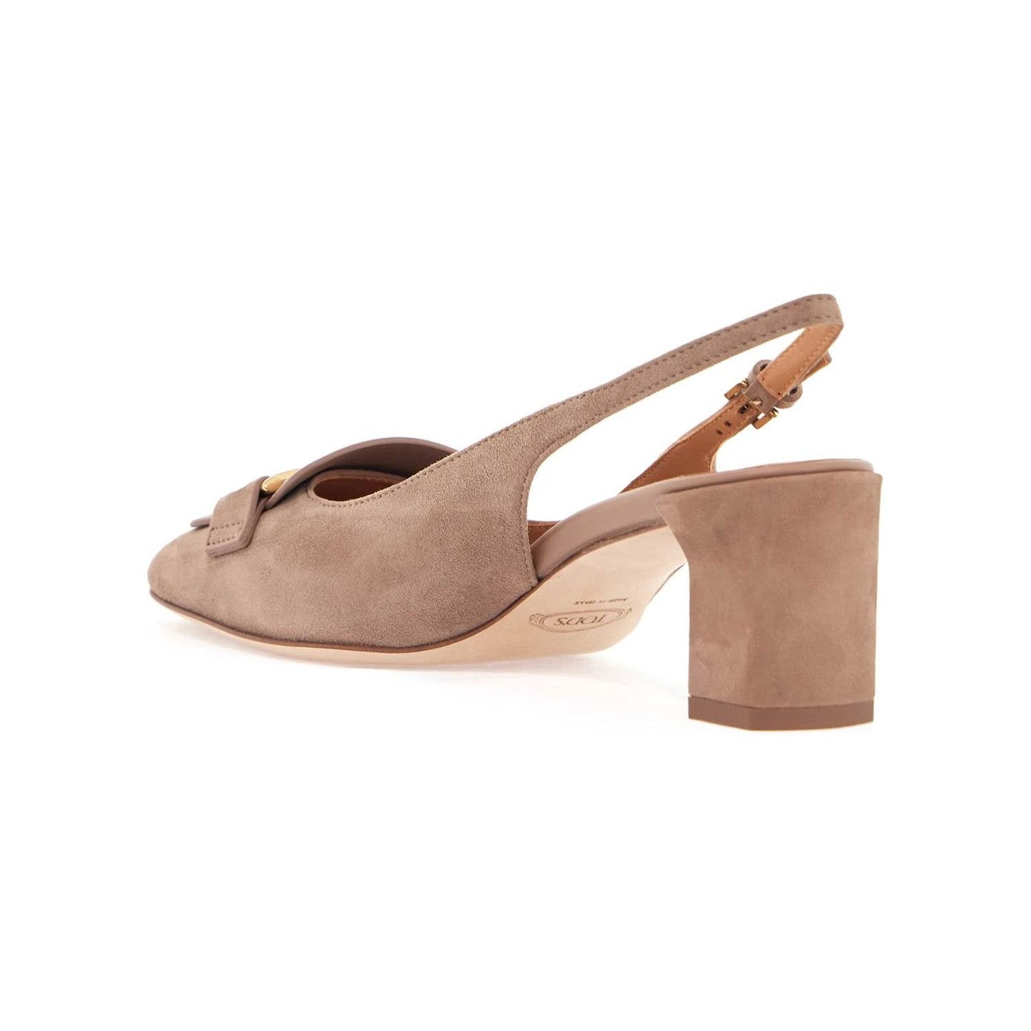 Tod'S cappuccino goat leather pumps with metal bar