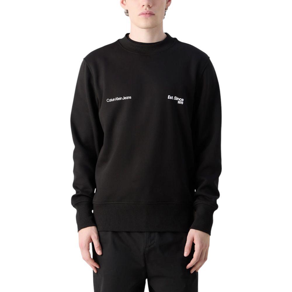 Calvin Klein Jeans black cotton sweater, men's crew neck, minimalist design with brand details, perfect for casual wear
