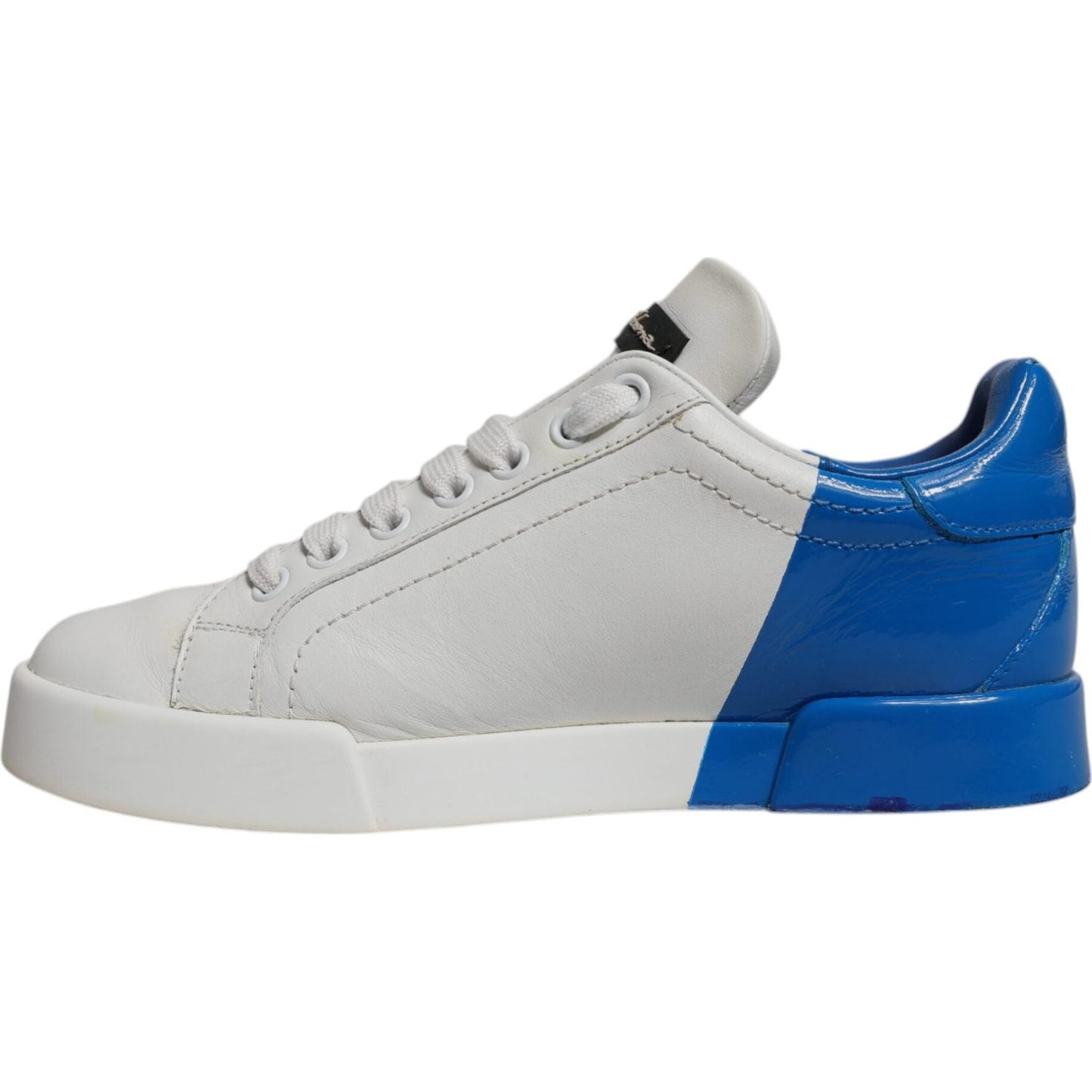 Dolce & Gabbana White Blue Logo Portofino Sneakers Shoes