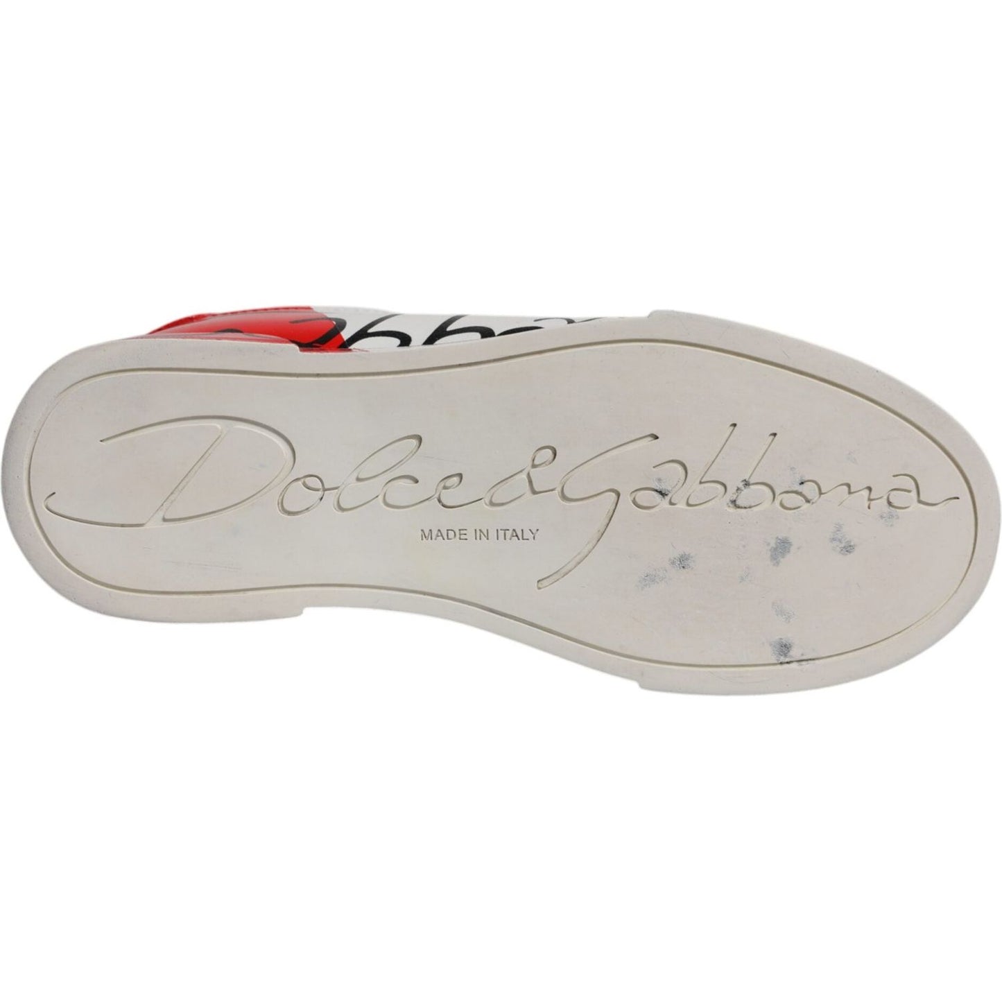 Dolce & Gabbana White Red Logo Portofino Sneakers Shoes