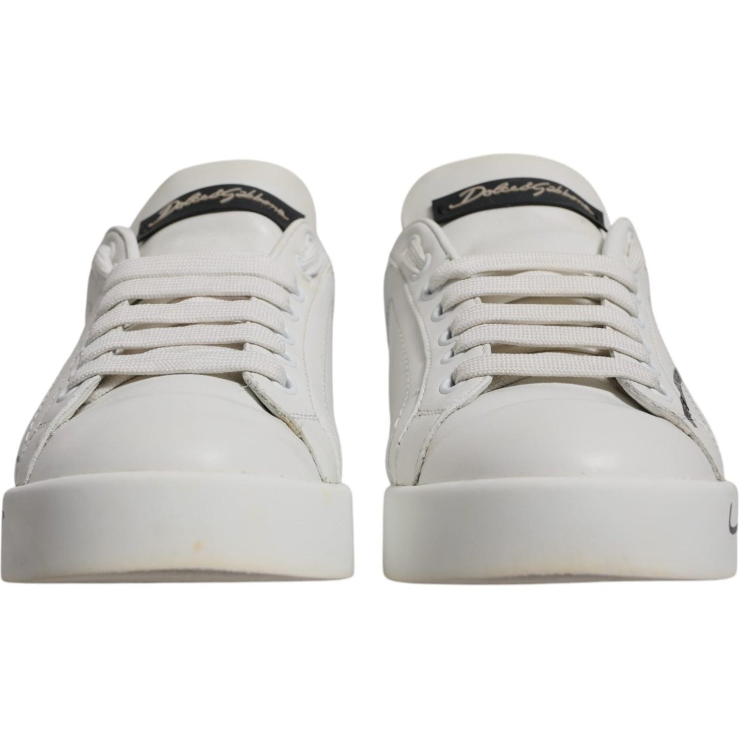 Dolce & Gabbana White Blue Logo Portofino Sneakers Shoes