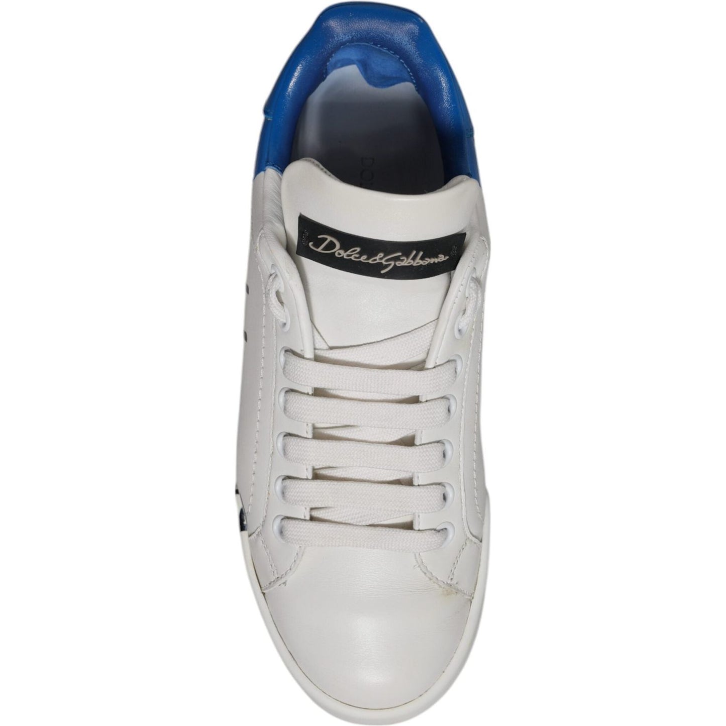 Dolce & Gabbana White Blue Logo Portofino Sneakers Shoes
