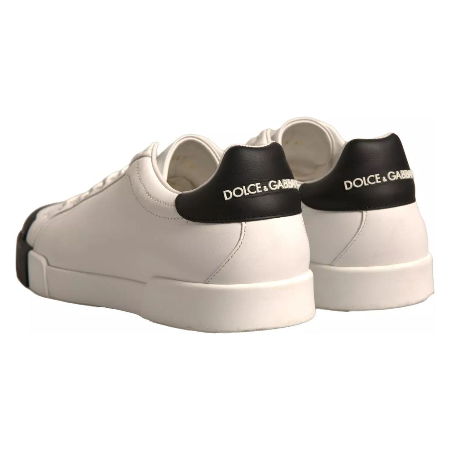 Dolce & Gabbana White Leather Logo Portofino Sneakers Shoes
