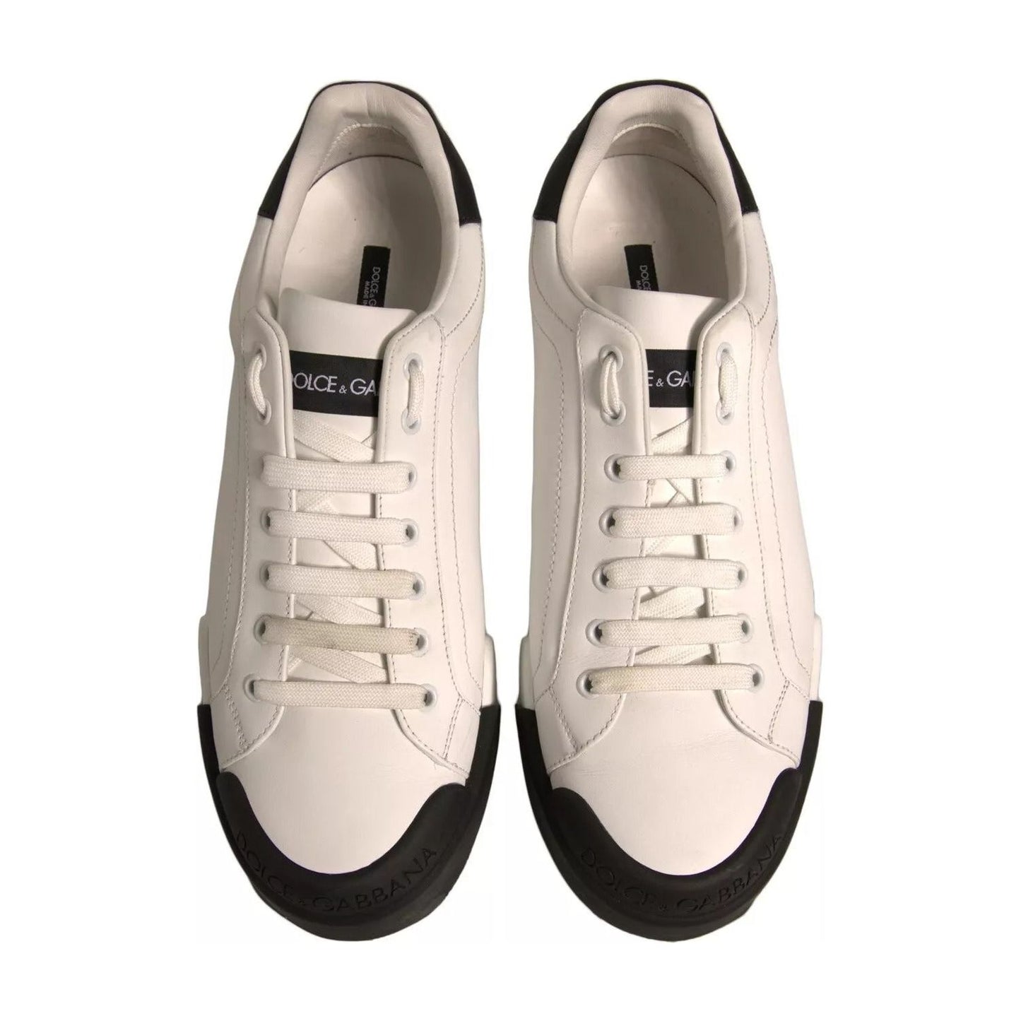 Dolce & Gabbana White Leather Logo Portofino Sneakers Shoes