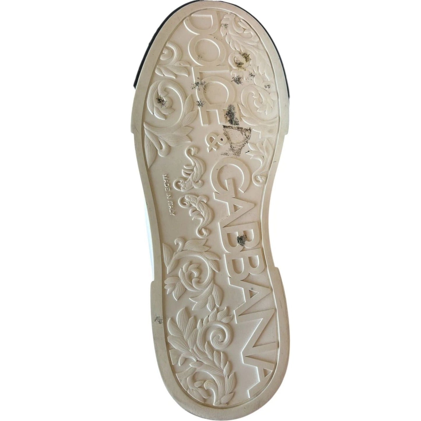 Dolce & Gabbana White Leather Logo Portofino Sneakers Shoes