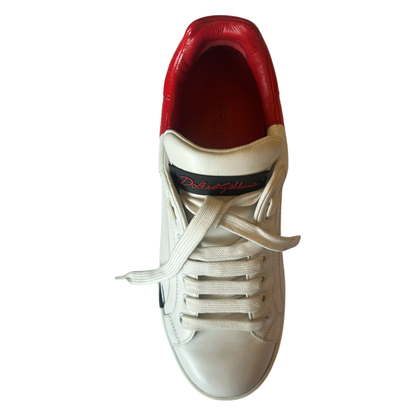 Dolce & Gabbana White Red Logo Portofino Sneakers Shoes