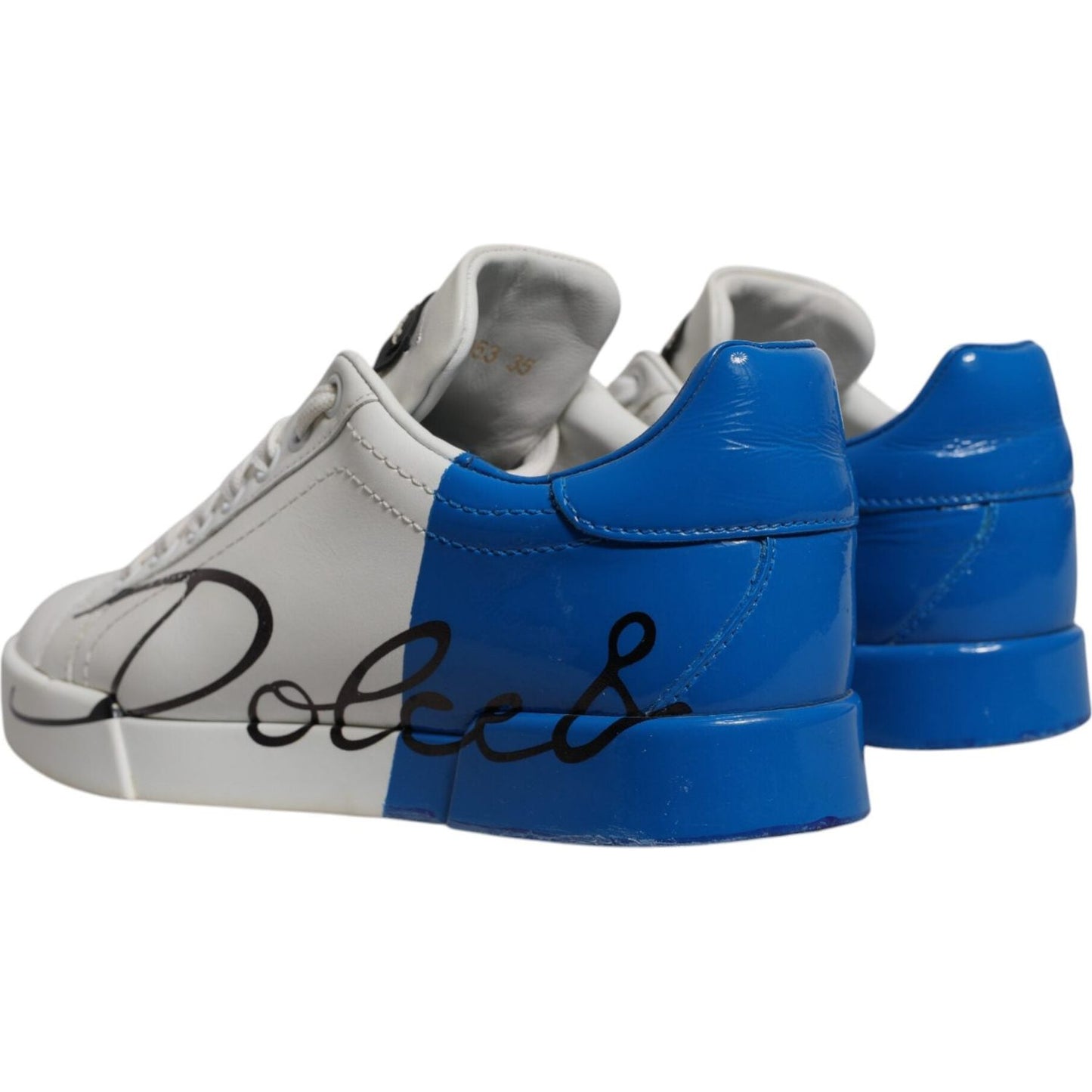 Dolce & Gabbana White Blue Logo Portofino Sneakers Shoes