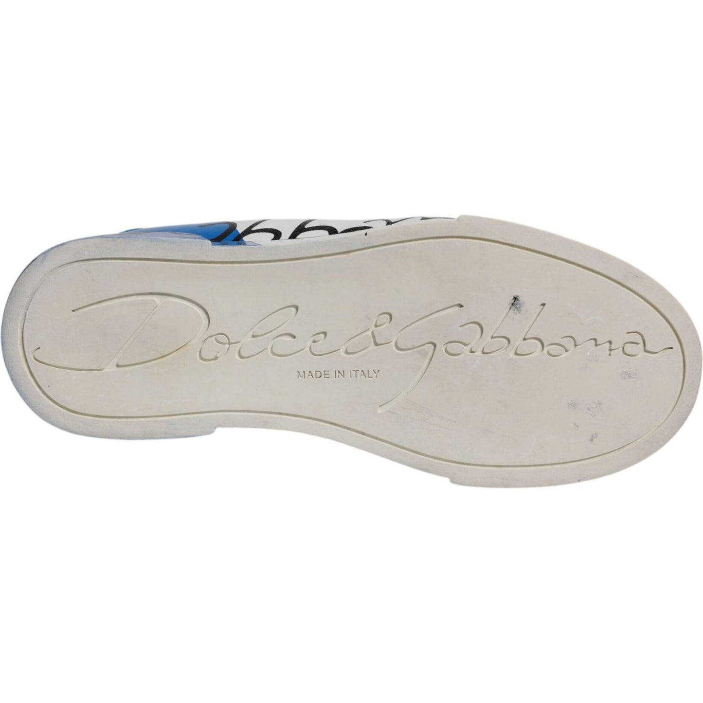Dolce & Gabbana White Blue Logo Portofino Sneakers Shoes