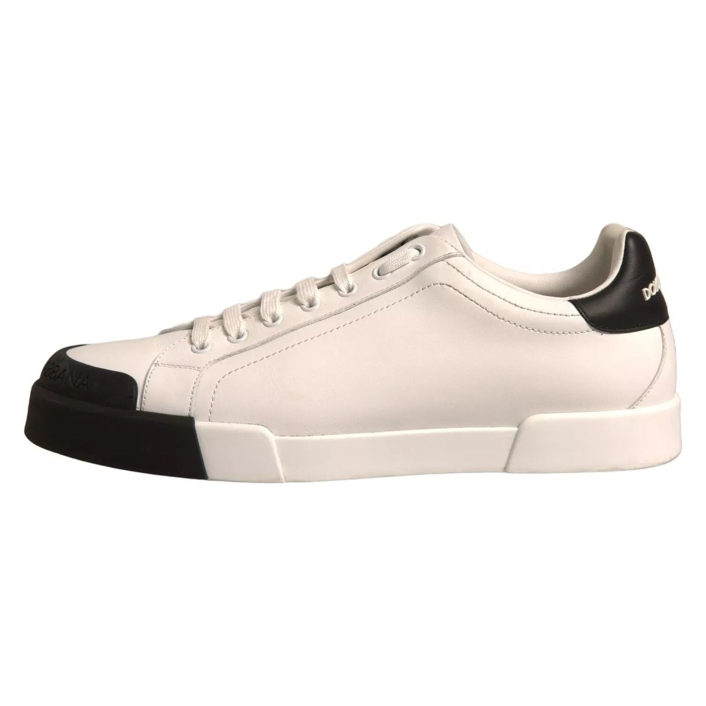 Dolce & Gabbana White Leather Logo Portofino Sneakers Shoes