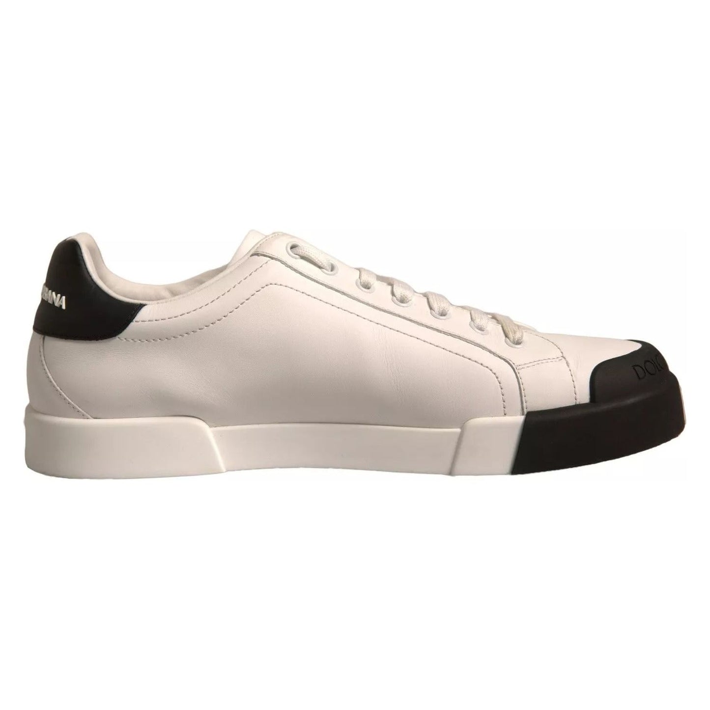 Dolce & Gabbana White Leather Logo Portofino Sneakers Shoes