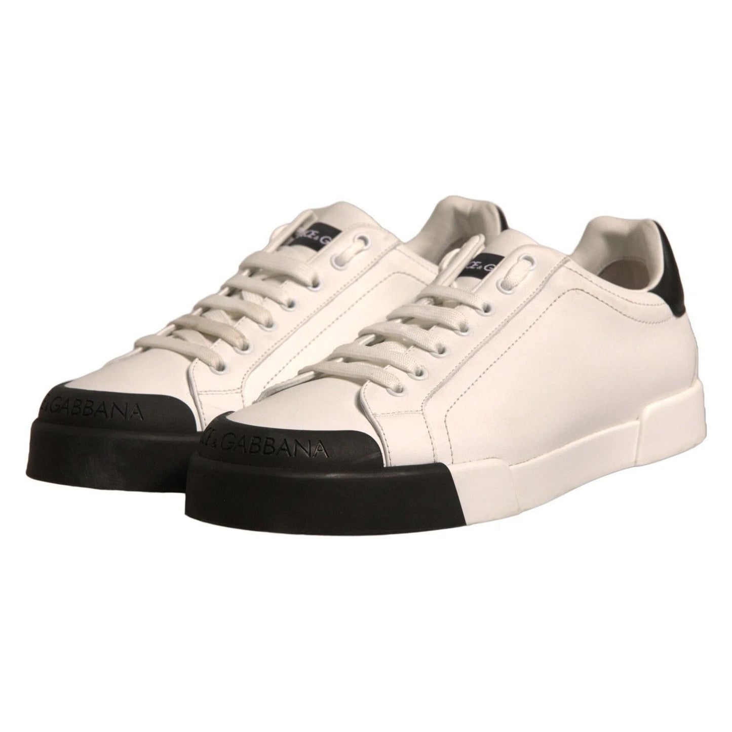 Dolce & Gabbana White Leather Logo Portofino Sneakers Shoes