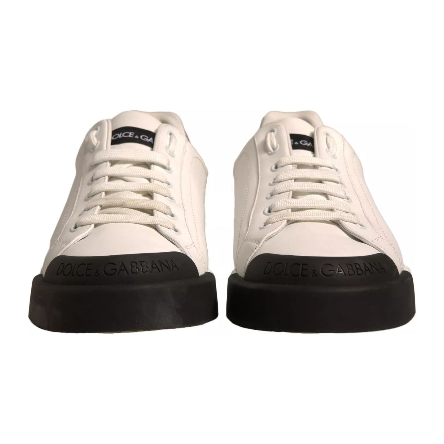 Dolce & Gabbana White Leather Logo Portofino Sneakers Shoes