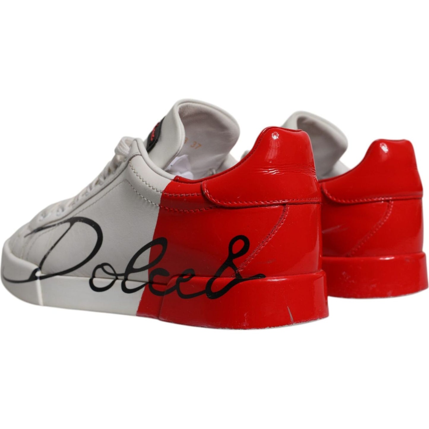 Dolce & Gabbana White Red Logo Portofino Sneakers Shoes