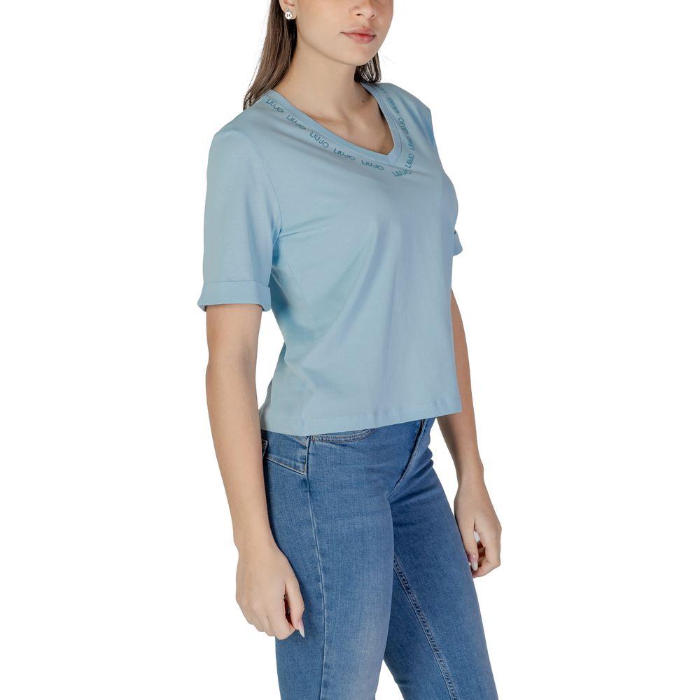 Liu Jo women's blue short-sleeved cotton T-shirt, spring/summer collection, casual and stylish top