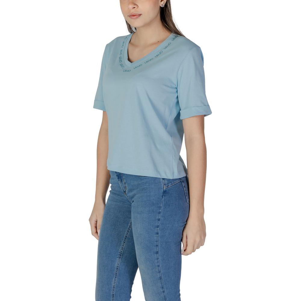 Liu Jo blue cotton short-sleeved T-shirt for women, spring/summer collection, featuring a comfortable fit.