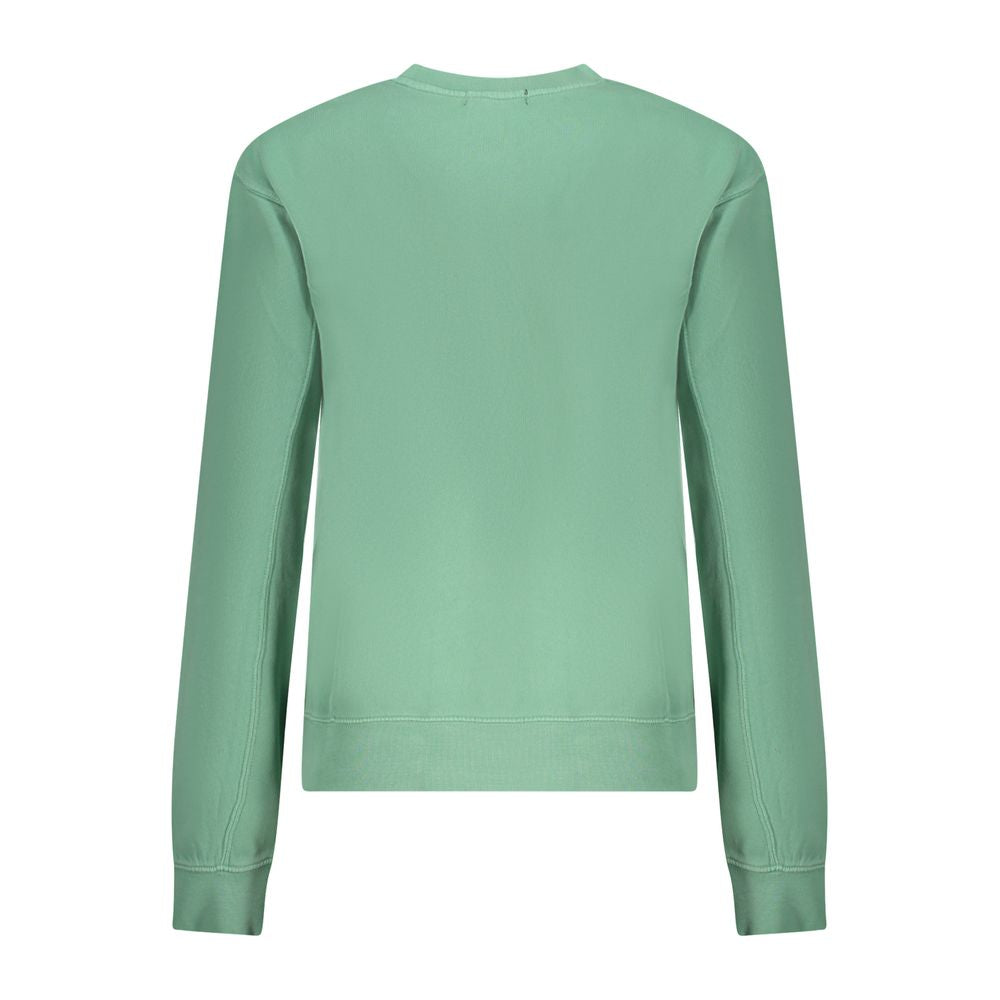 North Sails green cotton women’s sweater, back view, casual crew neck, long sleeves, embossed logo, stylish and comfortable design