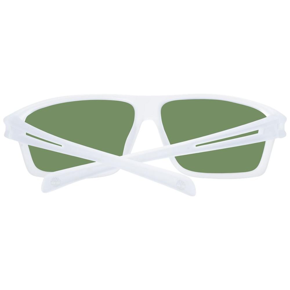 Timberland White Men's Sunglasses with polarized green lenses and full-rim plastic frame, stylish and protective eyewear.