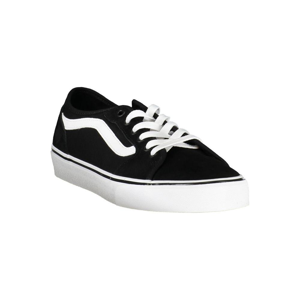 Vans black polyester sneaker with laces and contrast details, featuring the logo on side, ideal for sports and casual wear.