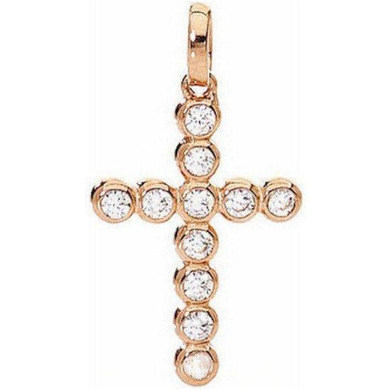 AMEN Mod. CROCE PICCOLA Argento IP Oro rosa e Zirconi DESIGNER FASHION JEWELLERY