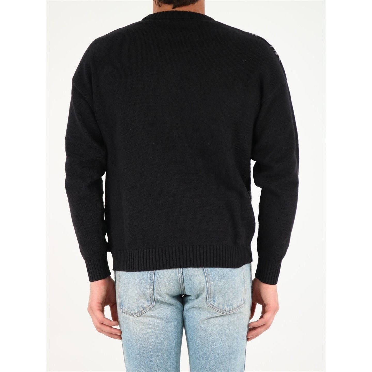 Off-White c/o Virgil Abloh All-Over Logo Crewneck Men's Sweater MAN KNITWEAR OFF-WHITE Black