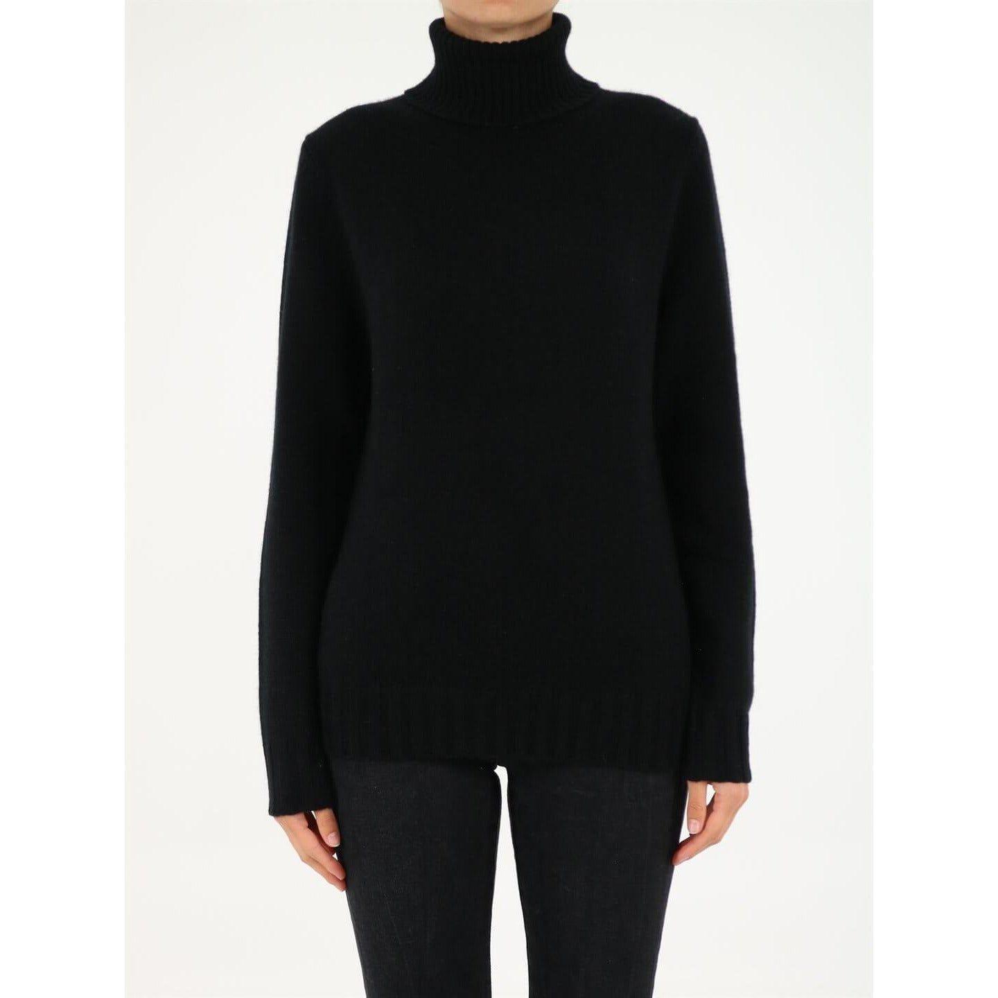 Allude Black Roll-Neck Cashmere Sweater WOMAN KNITWEAR ALLUDE White Smoke