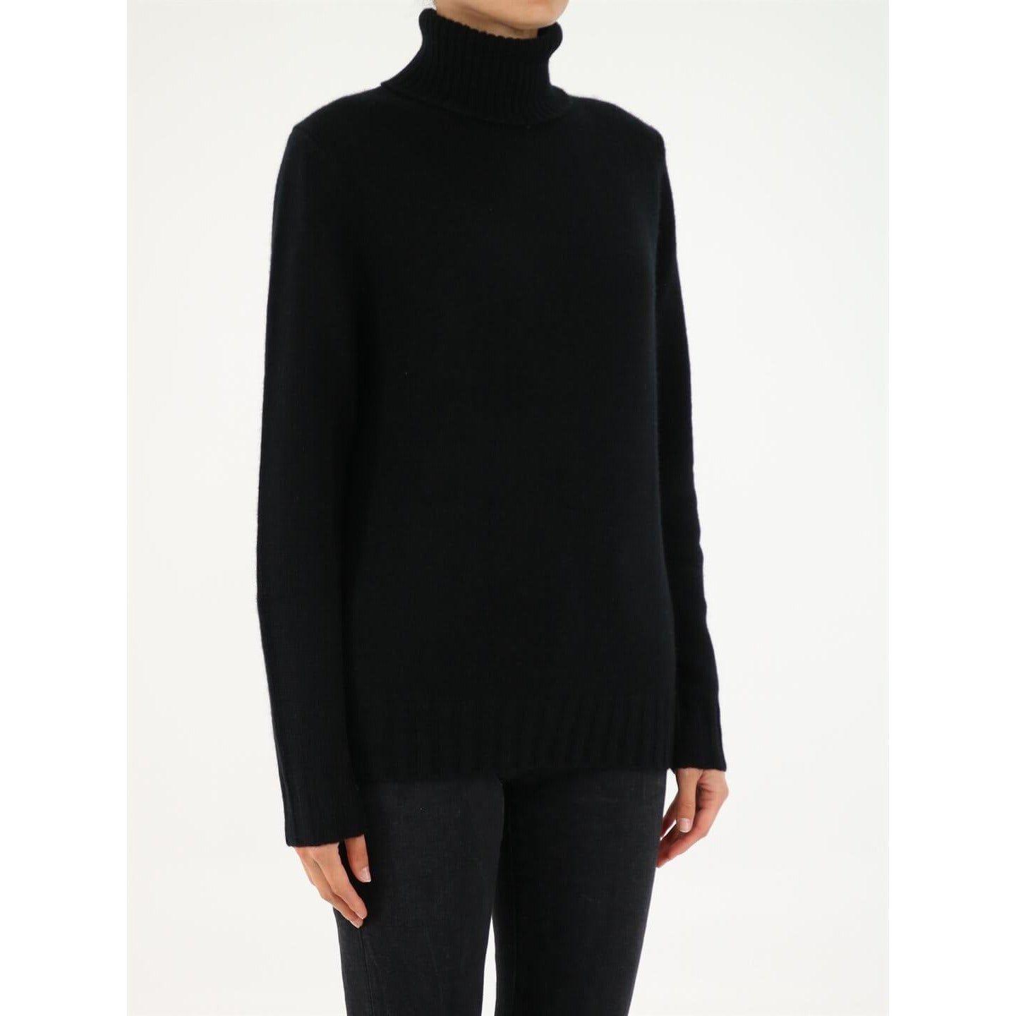 Allude Black Roll-Neck Cashmere Sweater WOMAN KNITWEAR ALLUDE Black