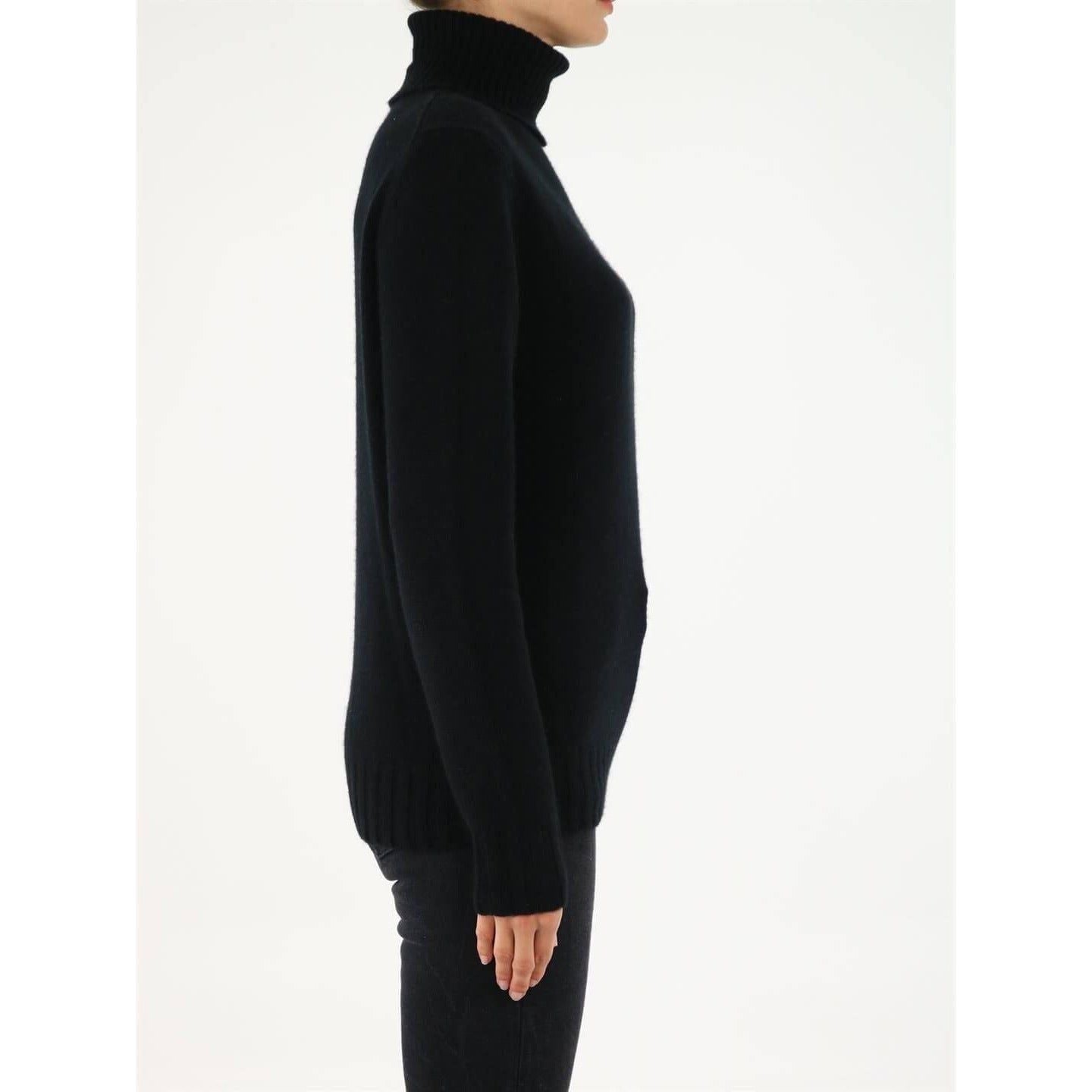 Allude Black Roll-Neck Cashmere Sweater WOMAN KNITWEAR ALLUDE White Smoke