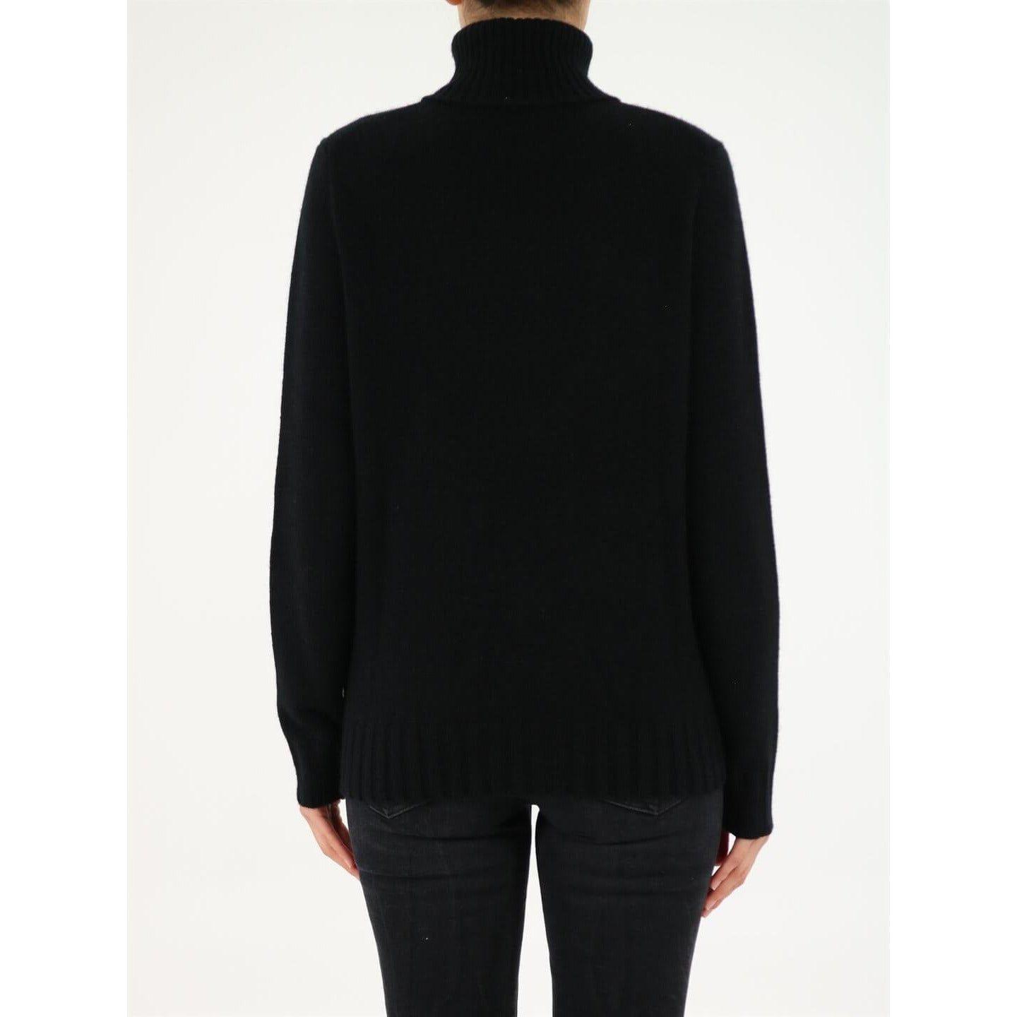 Allude Black Roll-Neck Cashmere Sweater WOMAN KNITWEAR ALLUDE White Smoke
