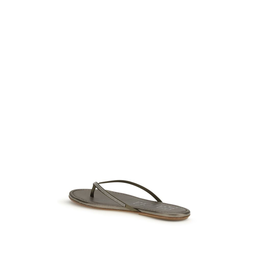 Pedro García Bicolor Crystals Flat Sandals